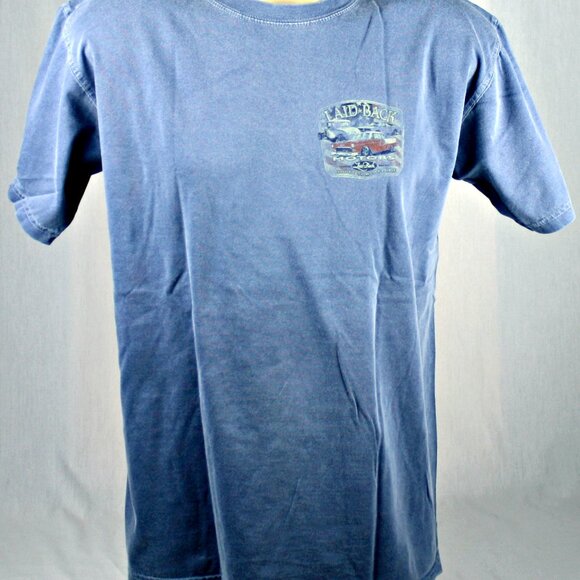 New Med T-shirt Laid Back Motors 55 Chevy, 32 5 Window Ford Roadster, GTO Cars - Picture 2 of 7